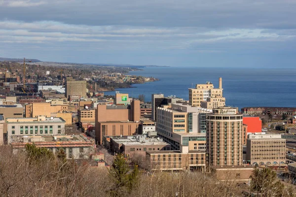 Plan Centre Ville Duluth Rive Nord Par Une Belle Journée — Photo