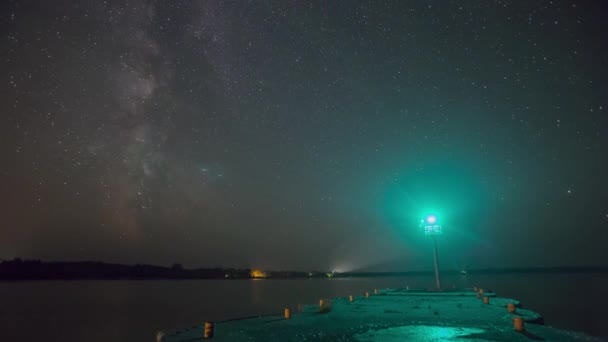 Eine Weitwinkelaufnahme Des Perseiden Meteorschauers Und Der Milchstraße Über Dem — Stockvideo