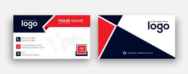 Double-sided modern red and black business card illustration. Simple business card, modern design template.Stationery, print design.Creative and clean visiting card. clipart svg vector 