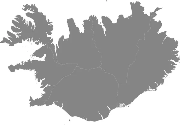 IJsland - kaart van de regio 's — Stockvector