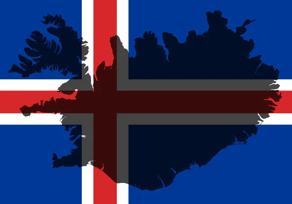 Bir bayrak ile İzlanda Haritası