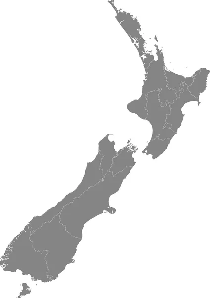Nova Zelândia - mapa das regiões — Vetor de Stock