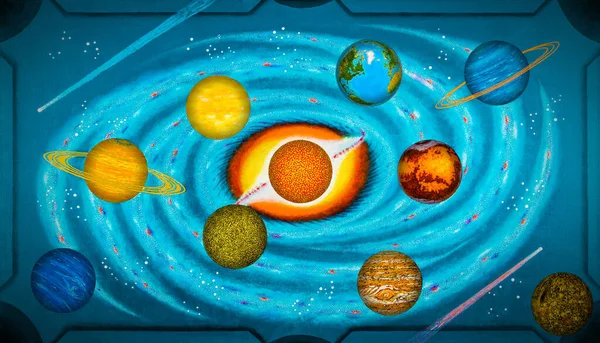 Сонячна Система Задньому Плані Галактики Чумацький Шлях Поблизу Сузір Знаків Стокова Картинка