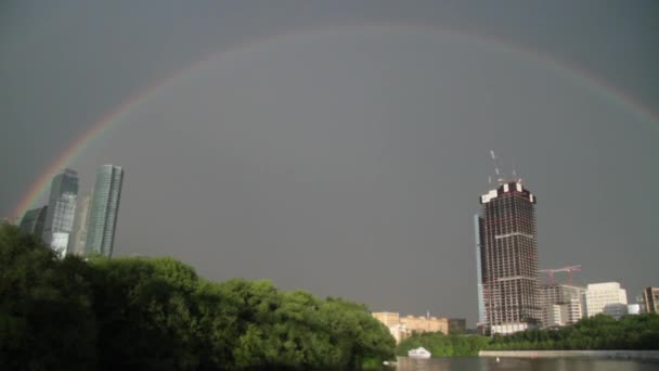River. Rainbow. City 5 — Stock Video