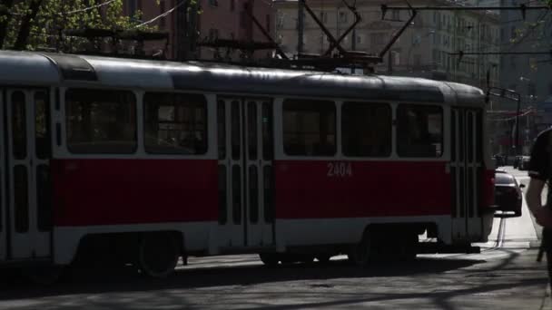 Au carrefour du tramway. Russie, Moscou — Video