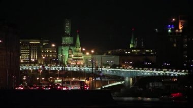 Moskova geceleri, Rusya. Kremlin görünümünü.