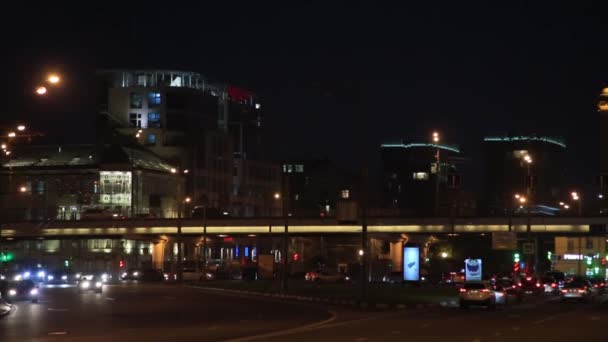 Moskva natten. Road interchange — Stockvideo