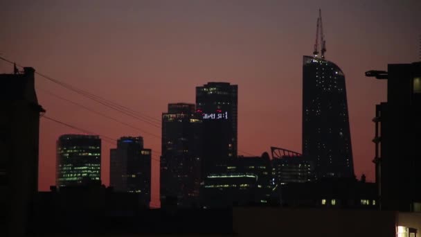 Centro de negocios "Moscú ciudad". Puesta de sol — Vídeos de Stock