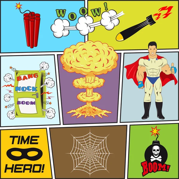 Conjunto de elementos Retro Comic Book Vector Design — Vector de stock