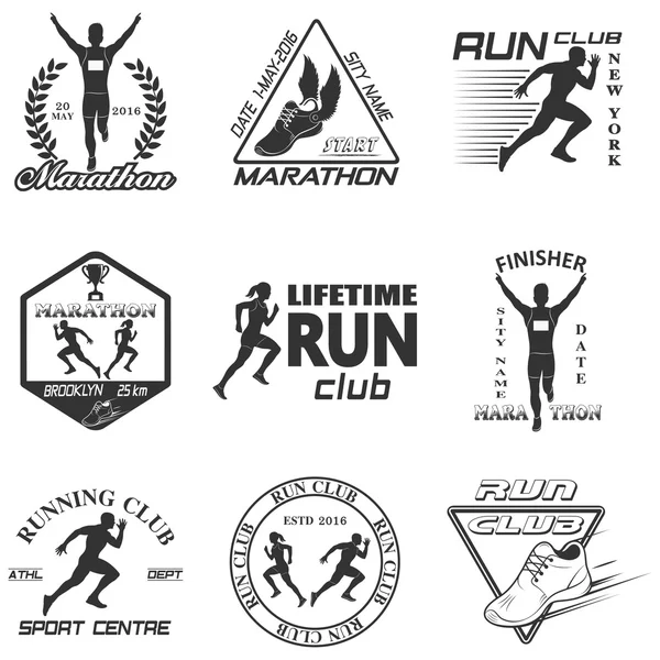 Set vintage run club etiketten — Stockvector