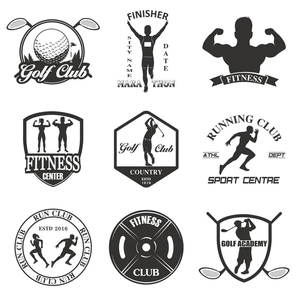 Set di emblemi sportivi vintage — Vettoriale Stock