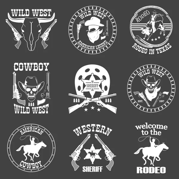 Conjunto de cowboy oeste selvagem projetado elementos — Vetor de Stock