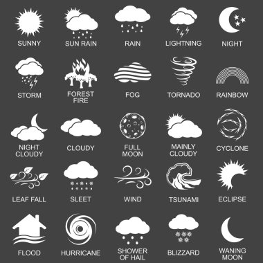 doğal afet Icons set