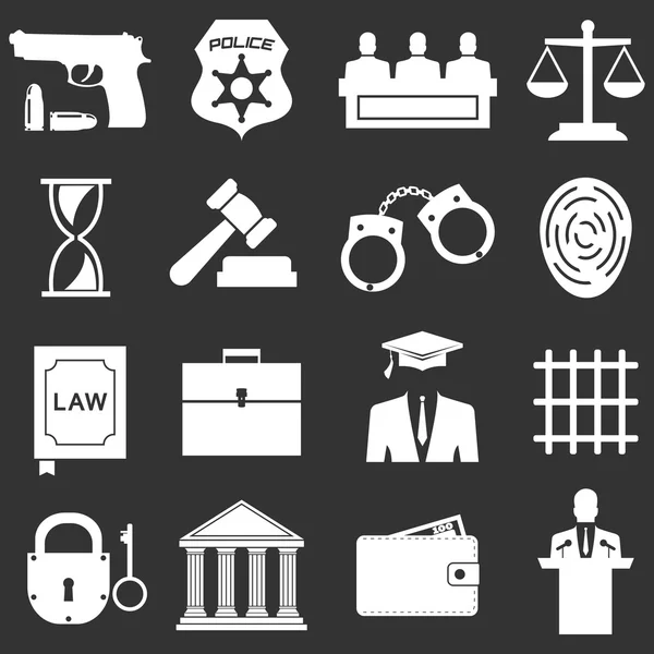 법, 법 및 사법의 아이콘 설정 — 스톡 벡터