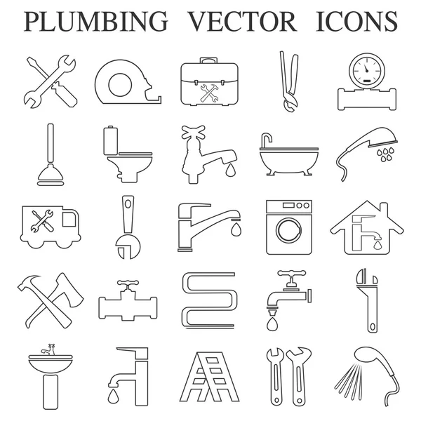 Emblèmes de plomberie, étiquettes et éléments de design — Image vectorielle