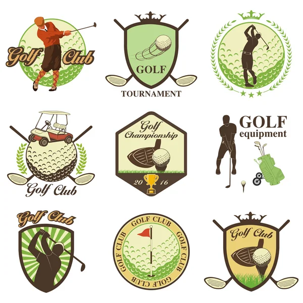 Golf etiketten, insignes en emblemen — Stockvector