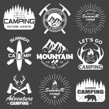 Kamp ekipmanları simgeler kümesi