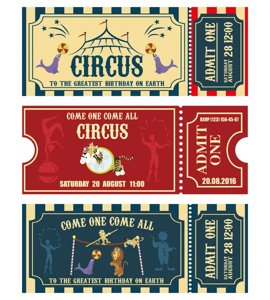 Vintage kolekce banner cirkus. Letenky Pozvánka. — Stockový vektor