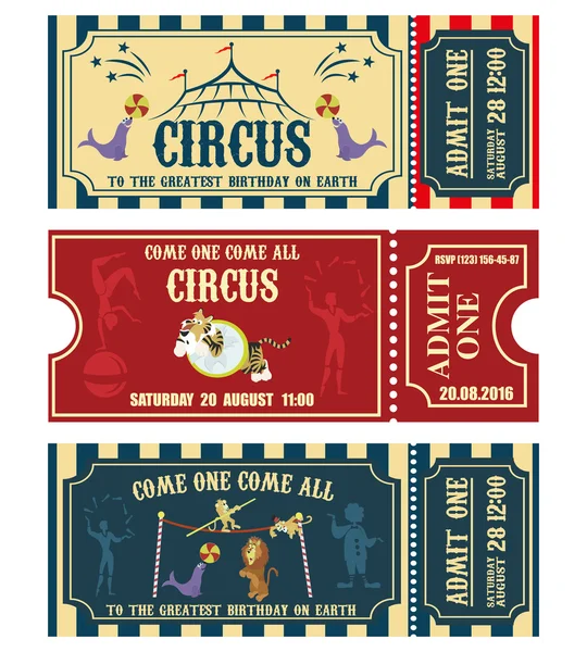 Vintage Circus banner samling. Biljett inbjudan. Stockvektor