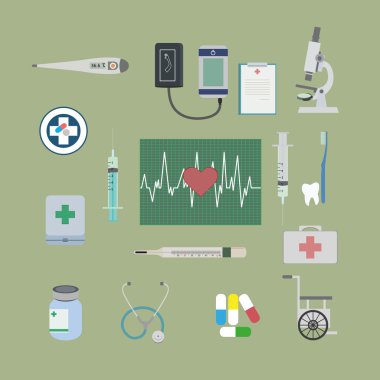 düz tıbbi simge kümesi