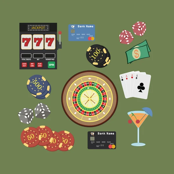 Casino van platte icons set — Stockvector
