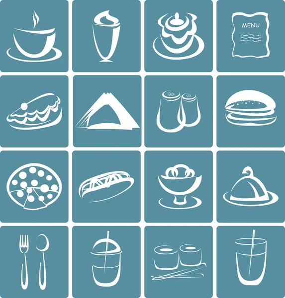 Set of flat design icons for restaurant, food and drink — Stock Vector