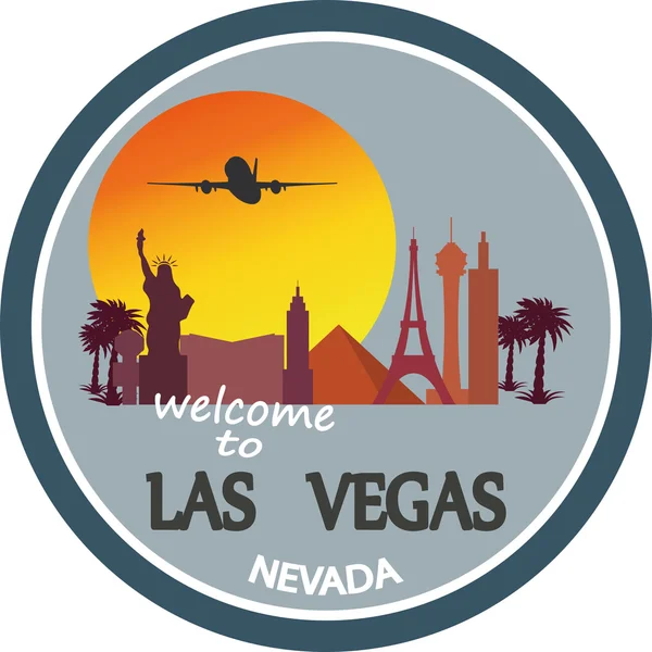 Etiqueta de viaje diseñada, Las Vegas — Vector de stock