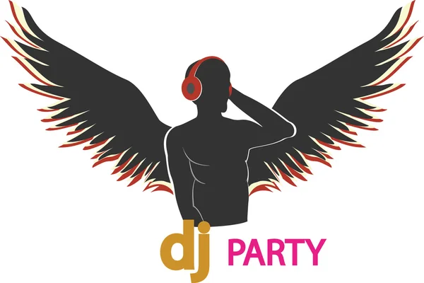 Das Poster des DJs mit Flügeln — Stockvektor