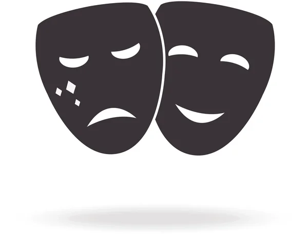 Икона театра в счастливых и грустных масках — стоковый вектор