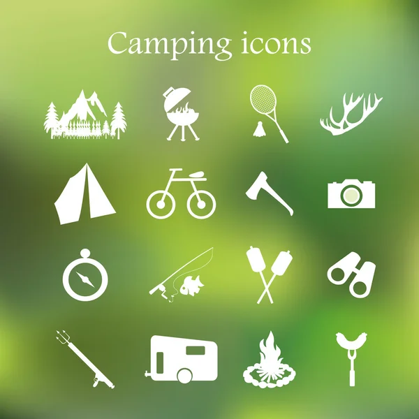 Camping icon set Vektor — Stockvektor