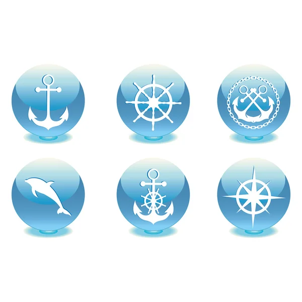 Marine set. Vector illustration — Stock Vector