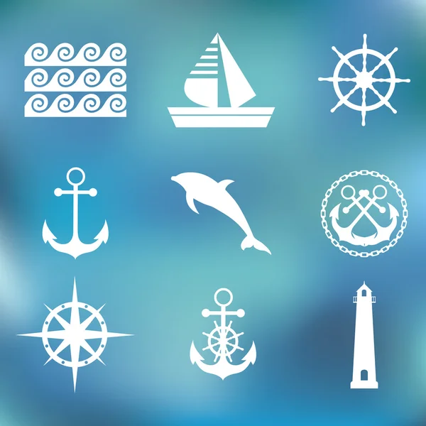 Marine set symbolen — Stockvector