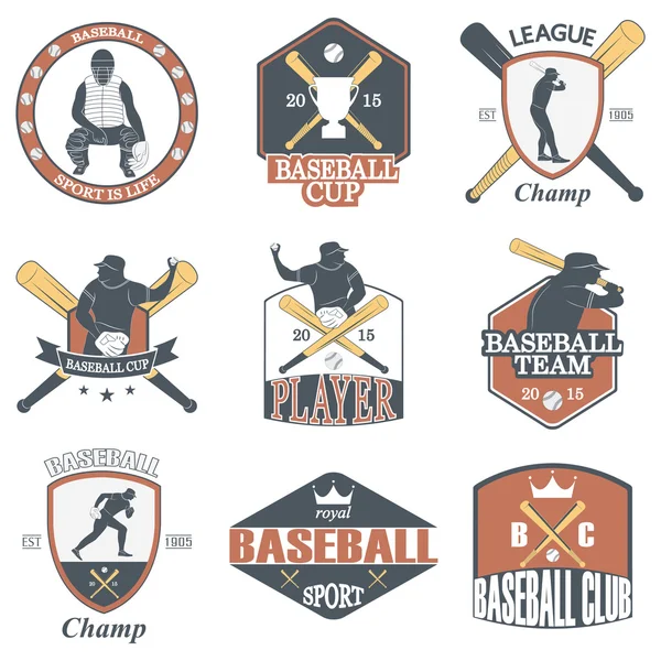 Set van vintage honkbal etiketten en badges — Stockvector