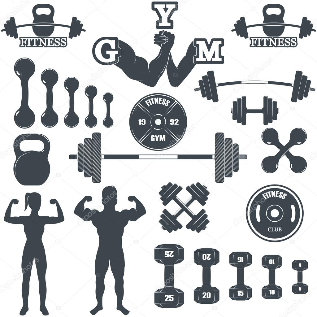 Fitness gym icons