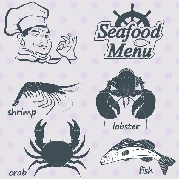 Menu de frutos do mar — Vetor de Stock