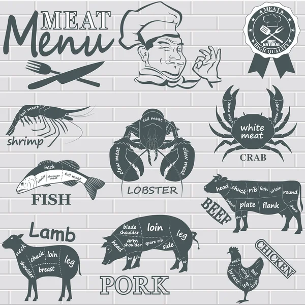 Mięsne menu — Wektor stockowy