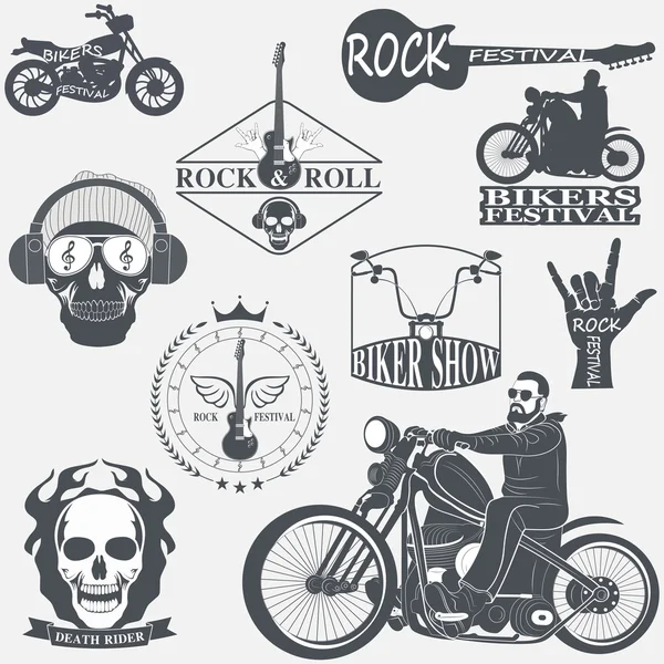 Insignias temáticas Rock — Vector de stock