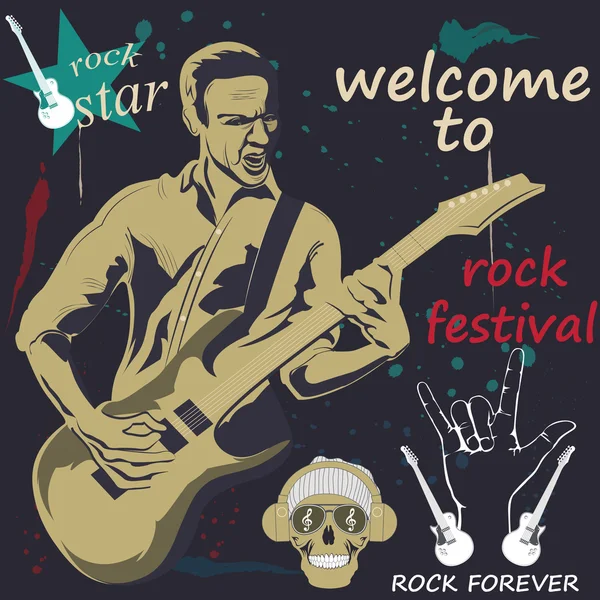 Gitaar man vector — Stockvector