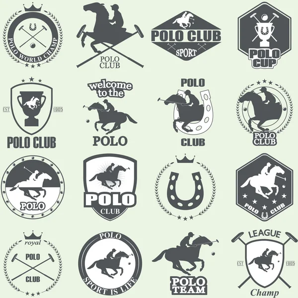 Set of vintage horse polo club labels — Stock Vector