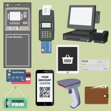 Ödeme düz Icon set