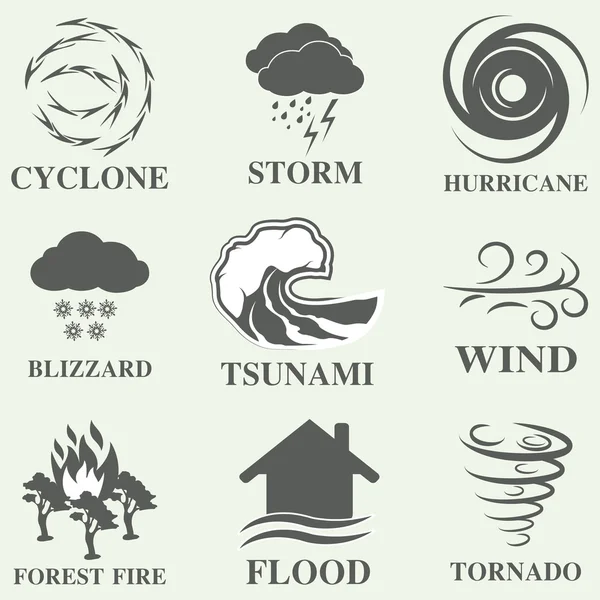 Icônes de catastrophe naturelle ensemble — Image vectorielle