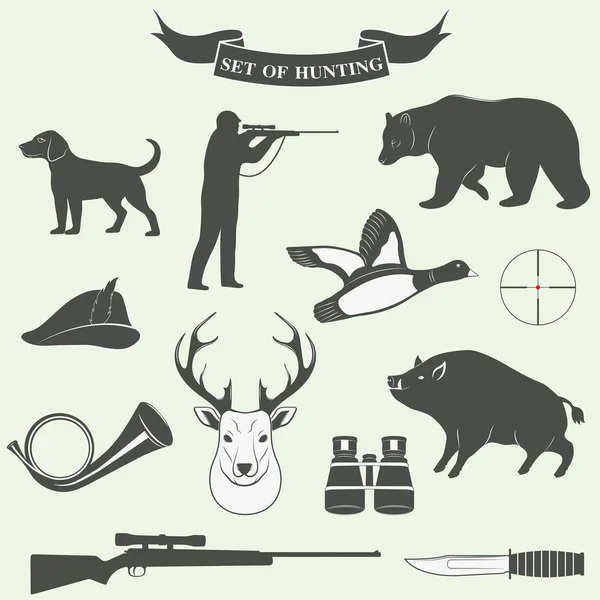 Set of vintage labels on hunting — Stock Vector