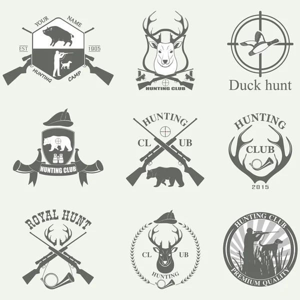 Set of vintage labels on hunting — Wektor stockowy