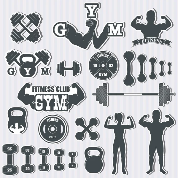 Iconos gimnasio fitness — Archivo Imágenes Vectoriales