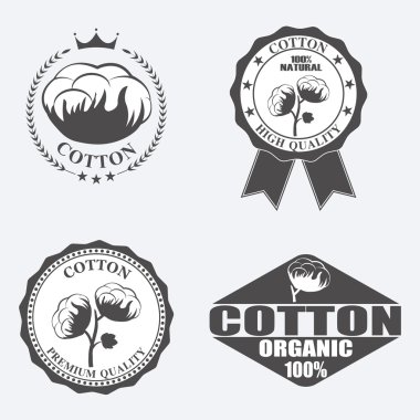 Cotton labels, stickers and emblems clipart