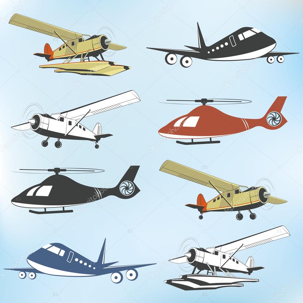 Set of vintage retro aeronautics flight badges and labels