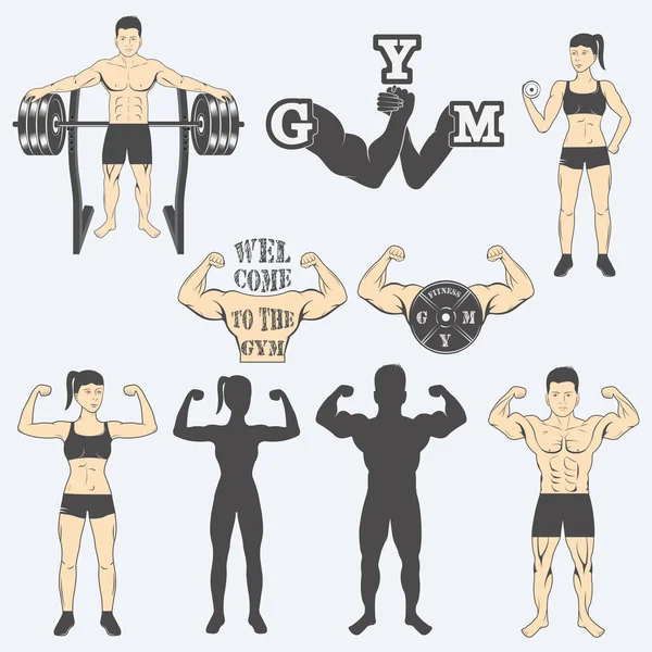 Иконы фитнес-зала — стоковый вектор