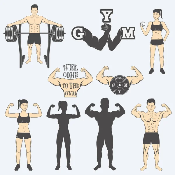 Iconos gimnasio fitness — Archivo Imágenes Vectoriales