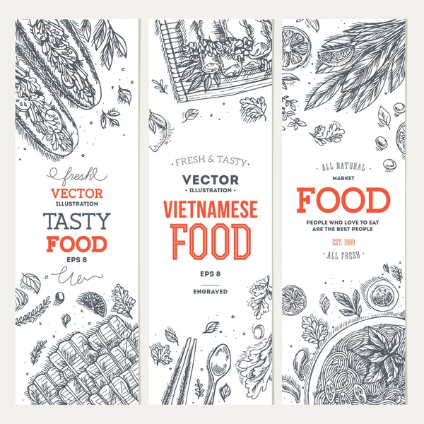 Vietnamese food banner collection — Stock Illustration Vietnamese food banner collection Royalty Free Stock Vectors