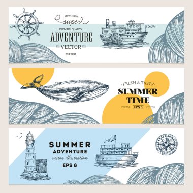 Nautical elements banner collection